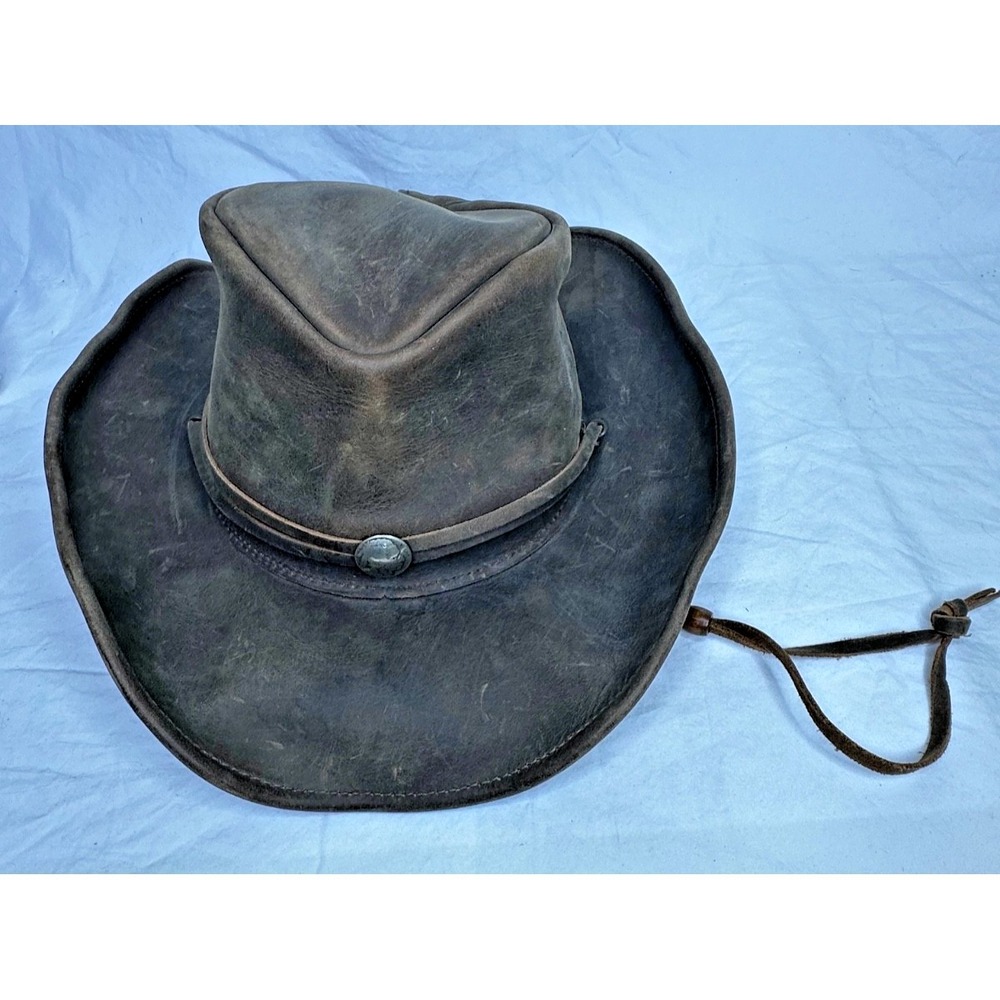 Henschel HH Leather Cowboy Hat S Buffalo Head Nickel Distressed Western USA